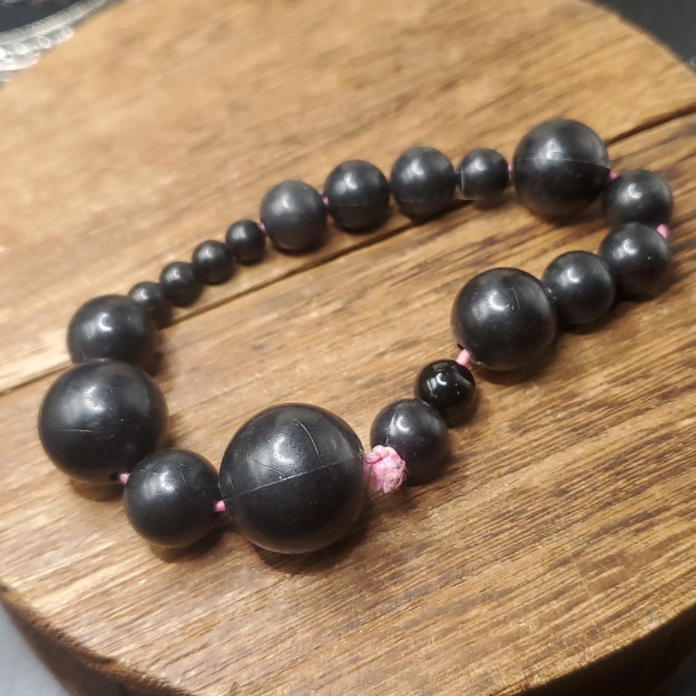B3233 Black Beaded Cascading Bracelet Multi Size Beads‎ Unique